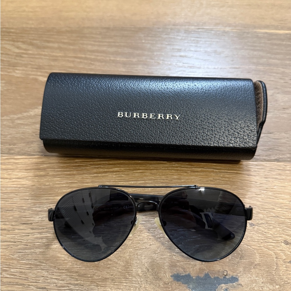 Burberry Dark Aviator Sunglasses with Case